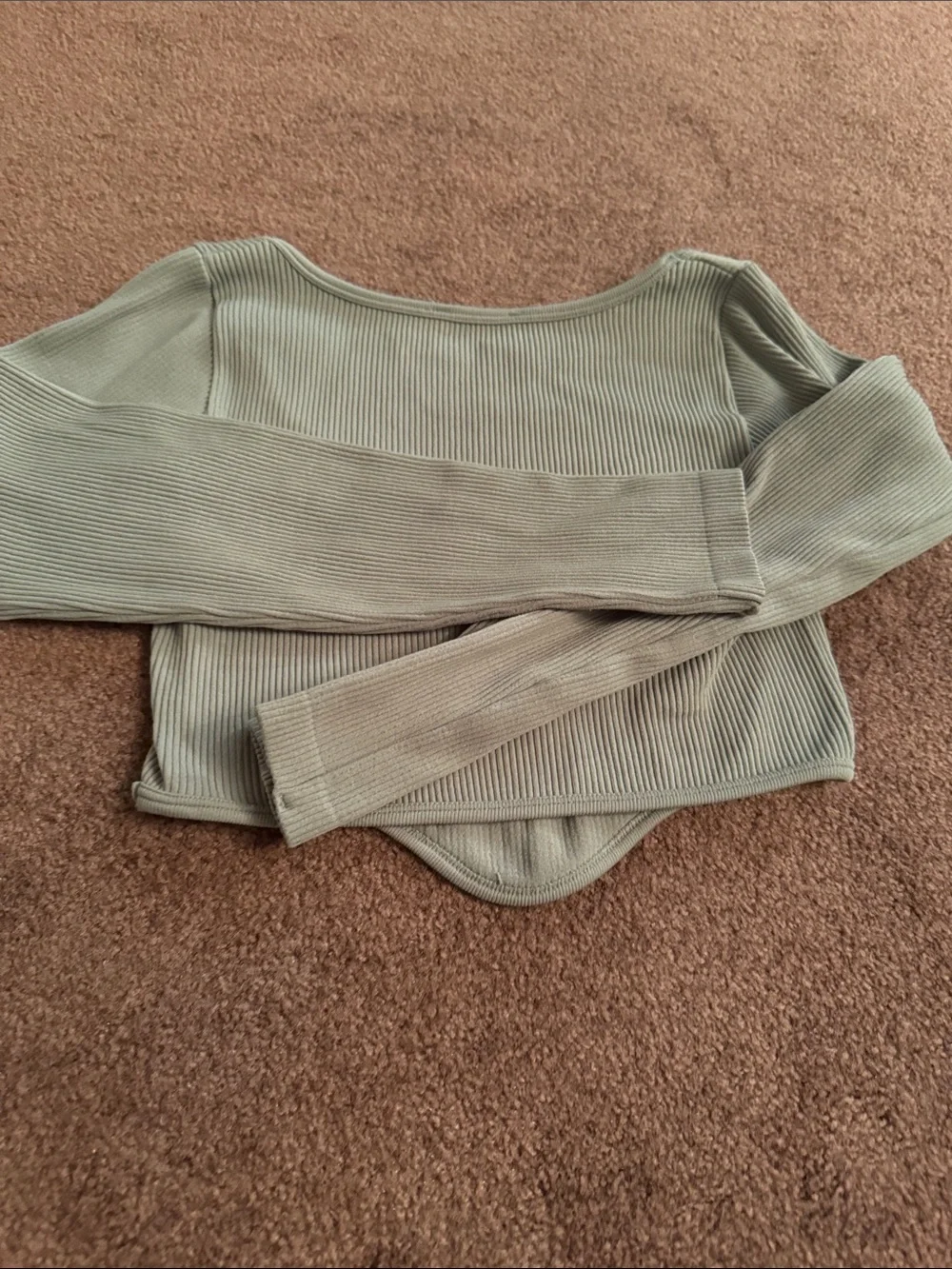 Zara Ribbed Scoop Neck Crop Top - green
